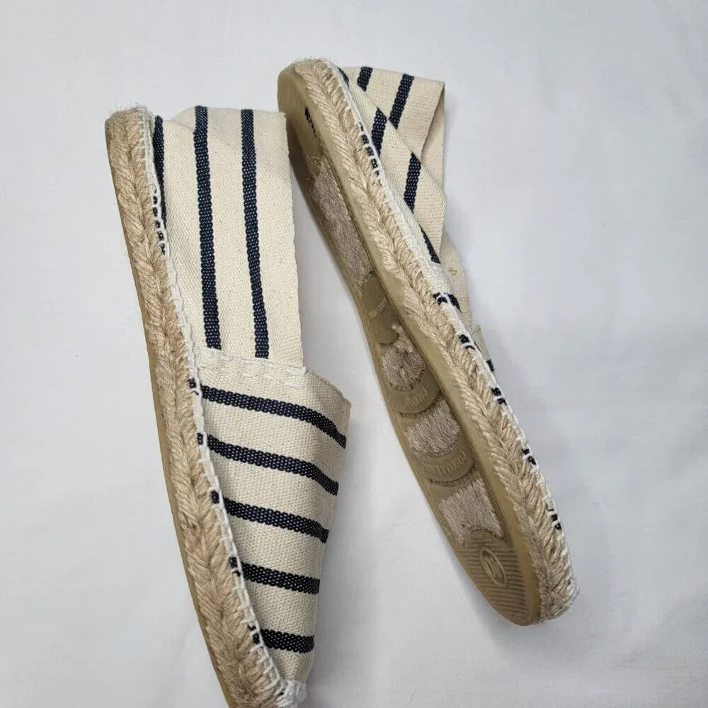 2 Espadrilles From Barcelona Artisanal Handmade Nautical Stripe Flats Size EU 40